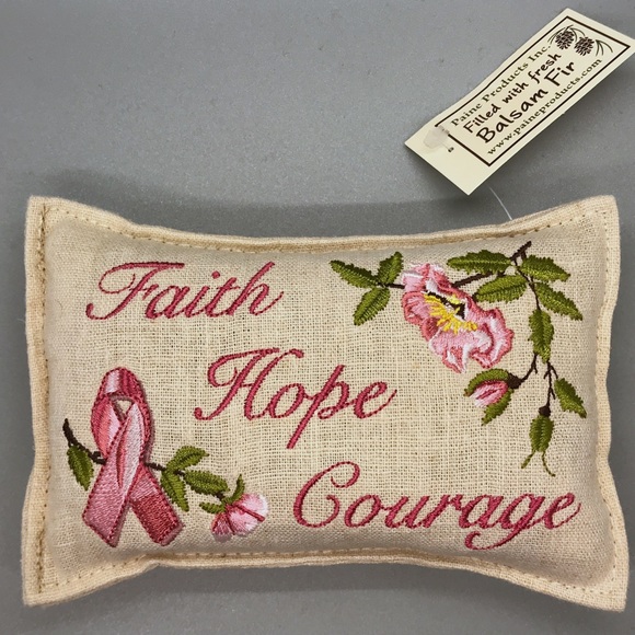4x6” Breast Cancer “Faith Hope Courage” balsam filled pillow - Picture 1 of 5